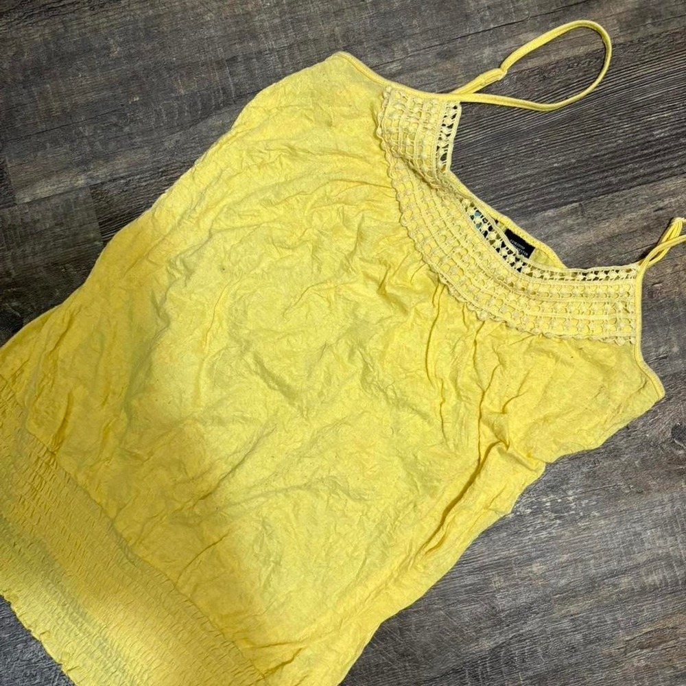Y2K Weavers Yellow Crochet Trim Cami Tank Top Boho Fairycore
